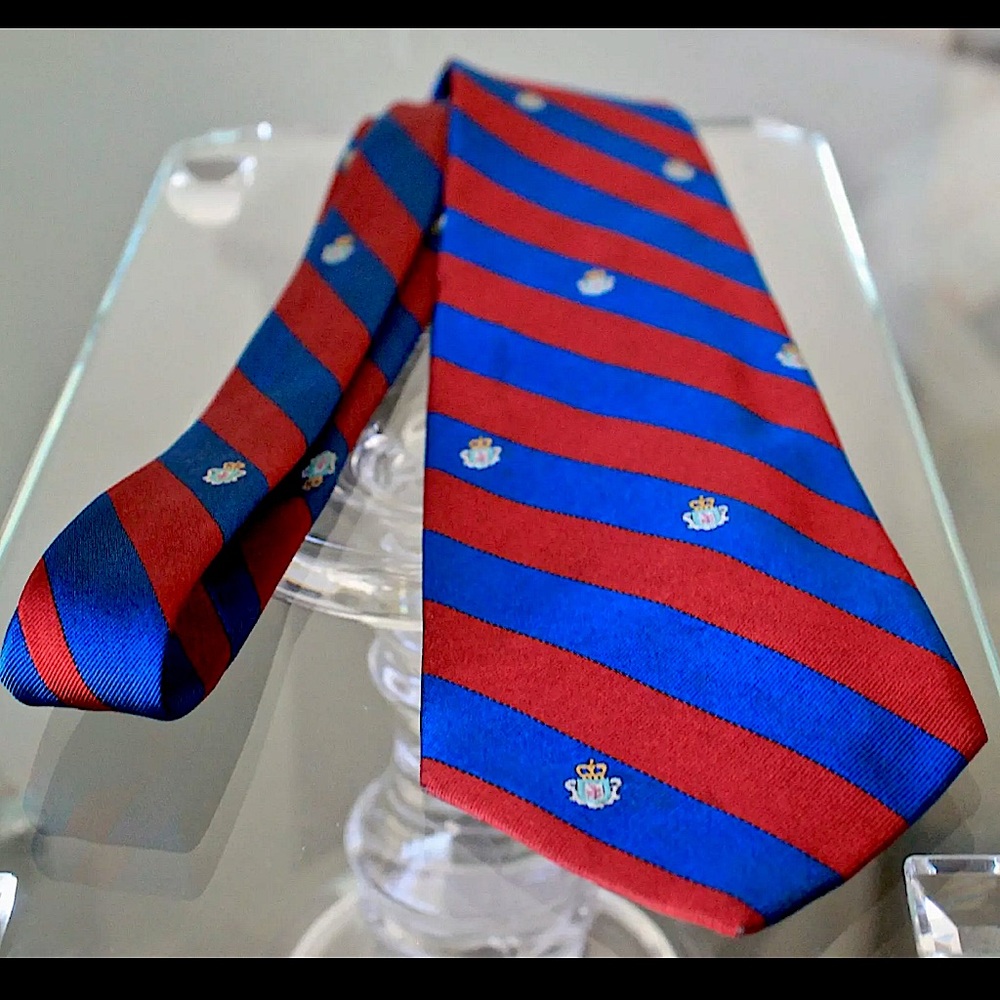 FENDI ROMA MENS TIE RED BLUE STRIPE VINTAGE ITALY